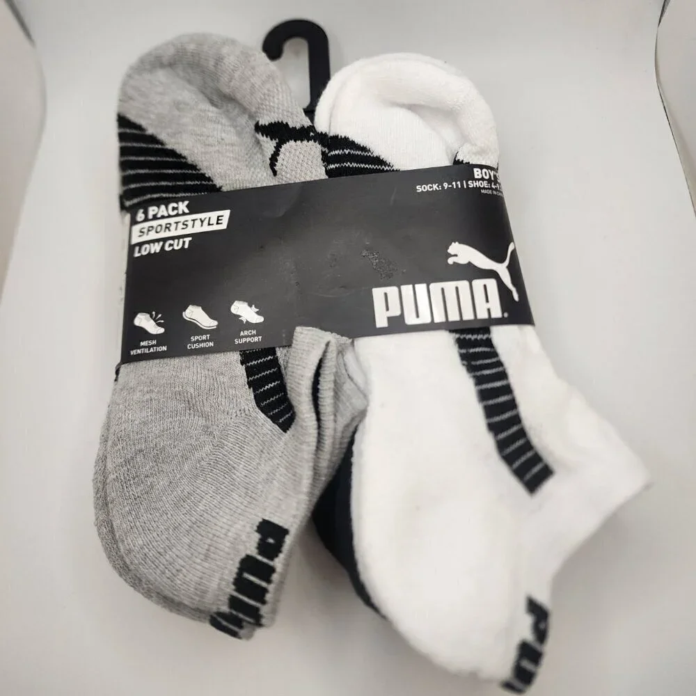 Puma 6 pack Boys Sport Style Low Cut Socks